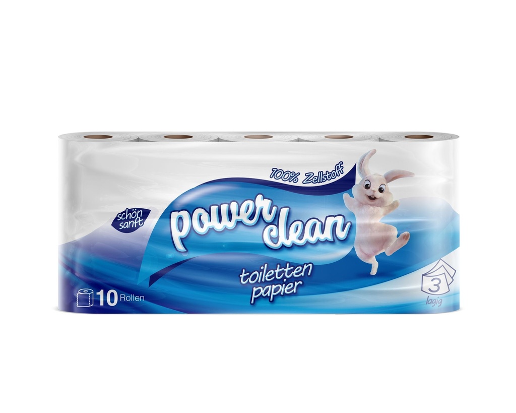 Power CleanToilletten Papier 10-er Rolle